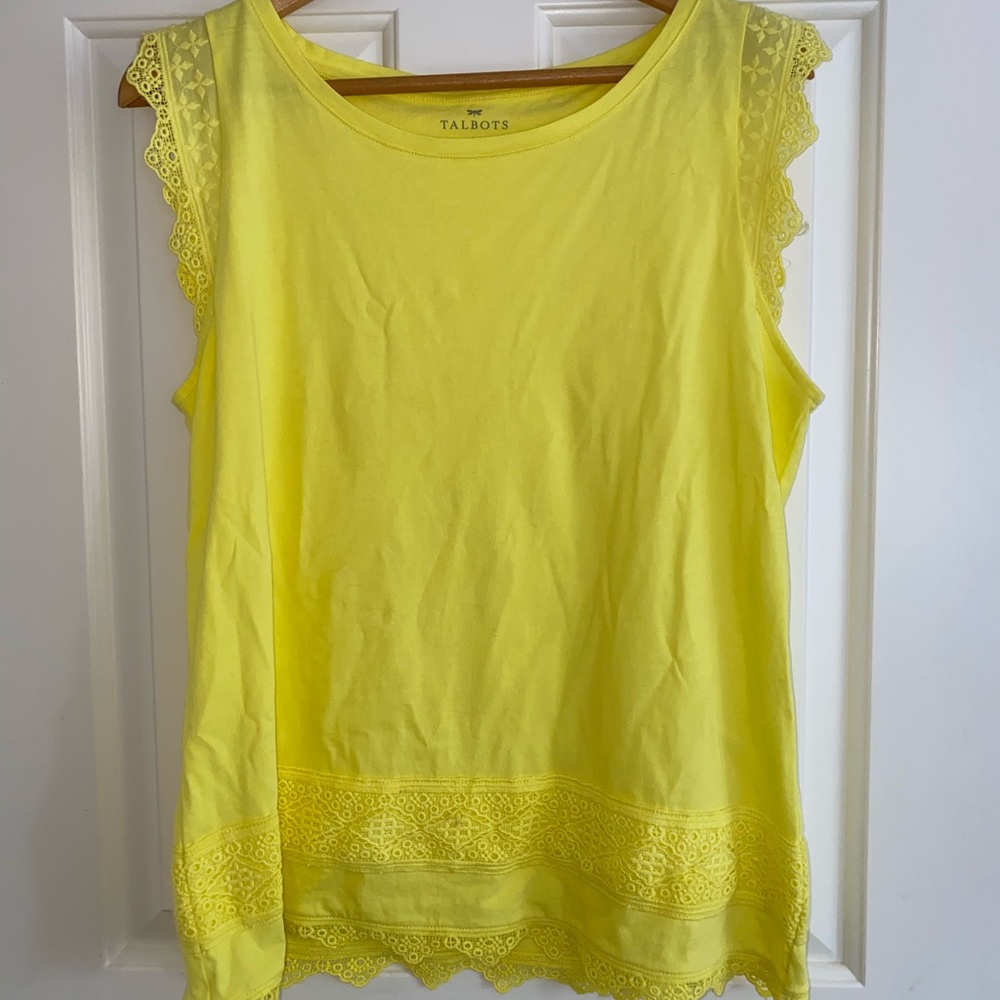 Talbots Yellow Lace Trim Tank Top